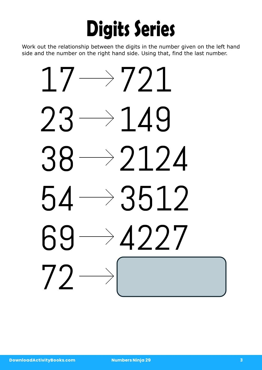 Digits Series in Numbers Ninja 29