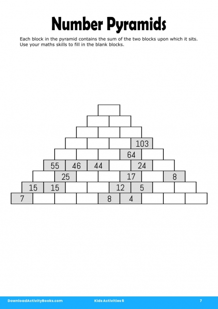 Number Pyramids in Kids Activities 6