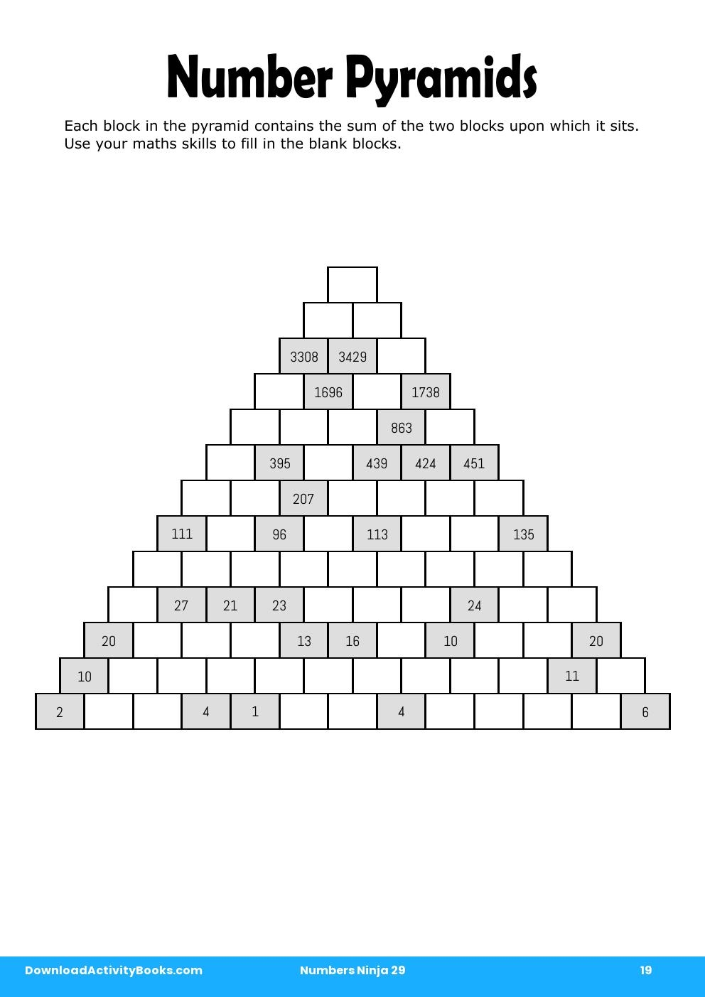 Number Pyramids in Numbers Ninja 29