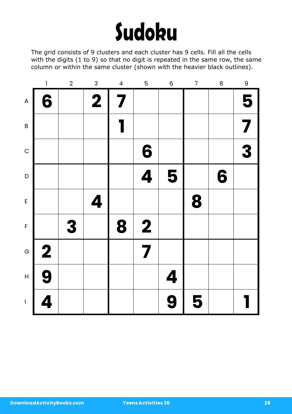 Sudoku in Teens Activities 30