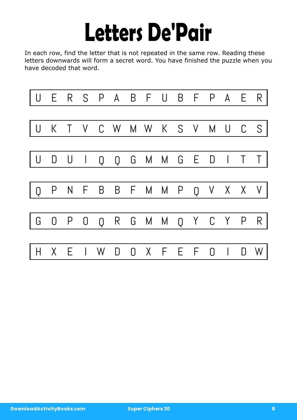 Letters De'Pair in Super Ciphers 30