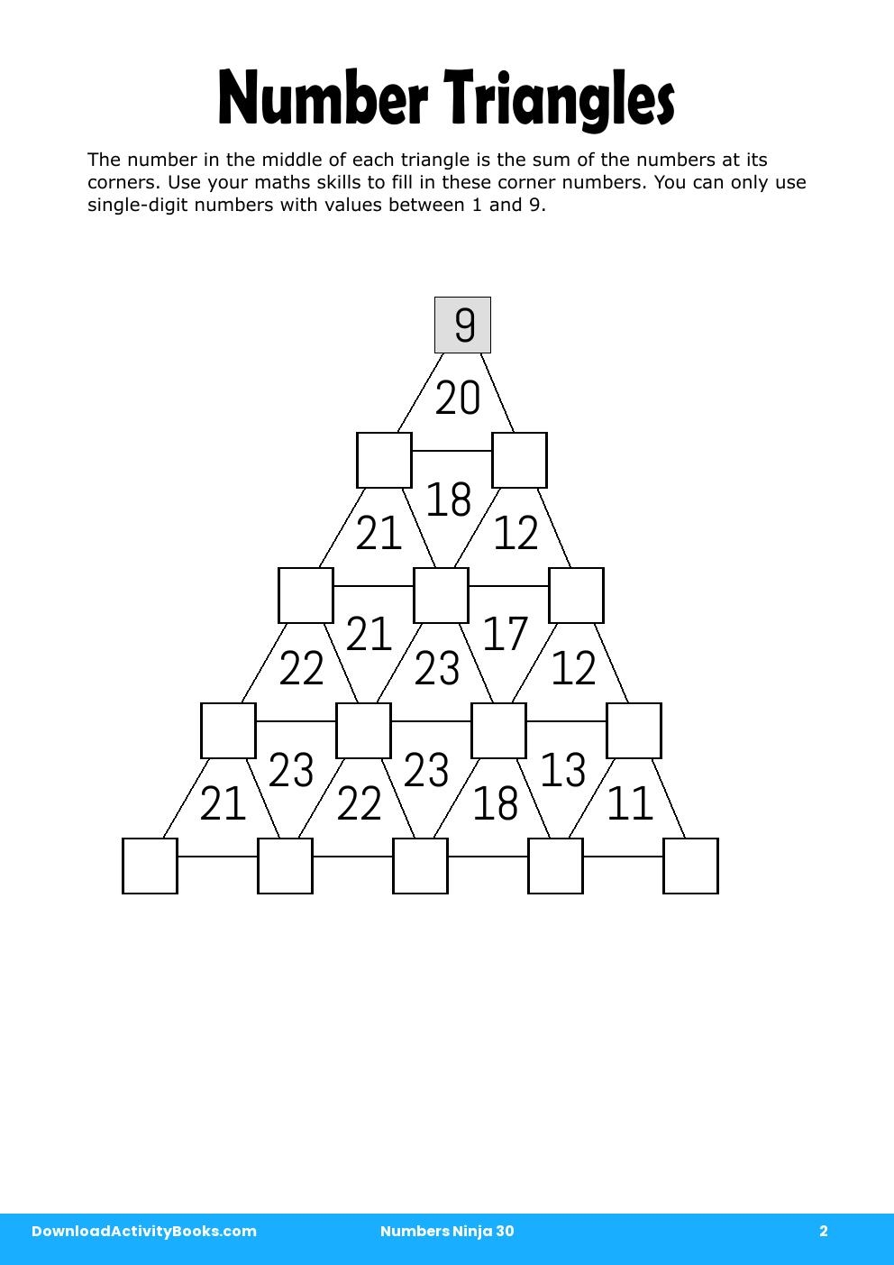 Number Triangles in Numbers Ninja 30