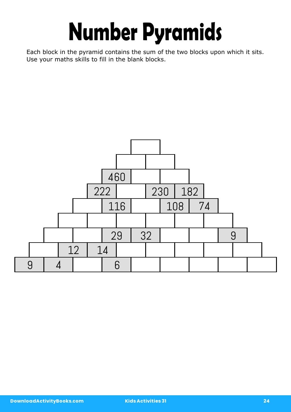Number Pyramids in Kids Activities 31