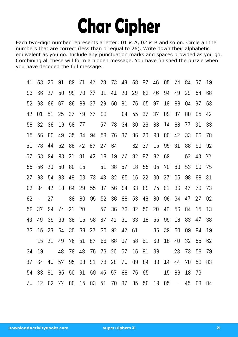 Char Cipher in Super Ciphers 31
