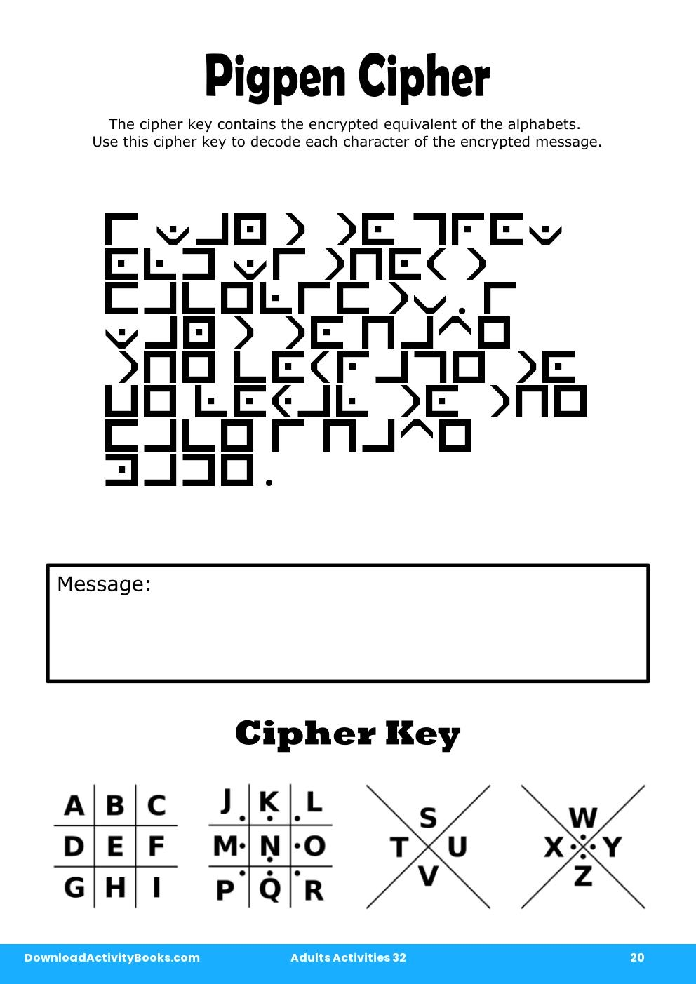 Pigpen Cipher in Adults Activities 32