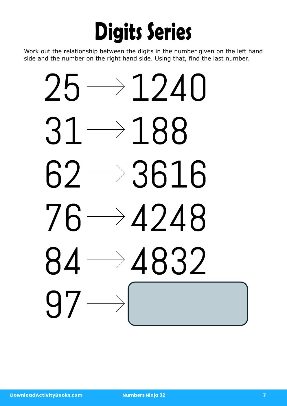 Digits Series in Numbers Ninja 32
