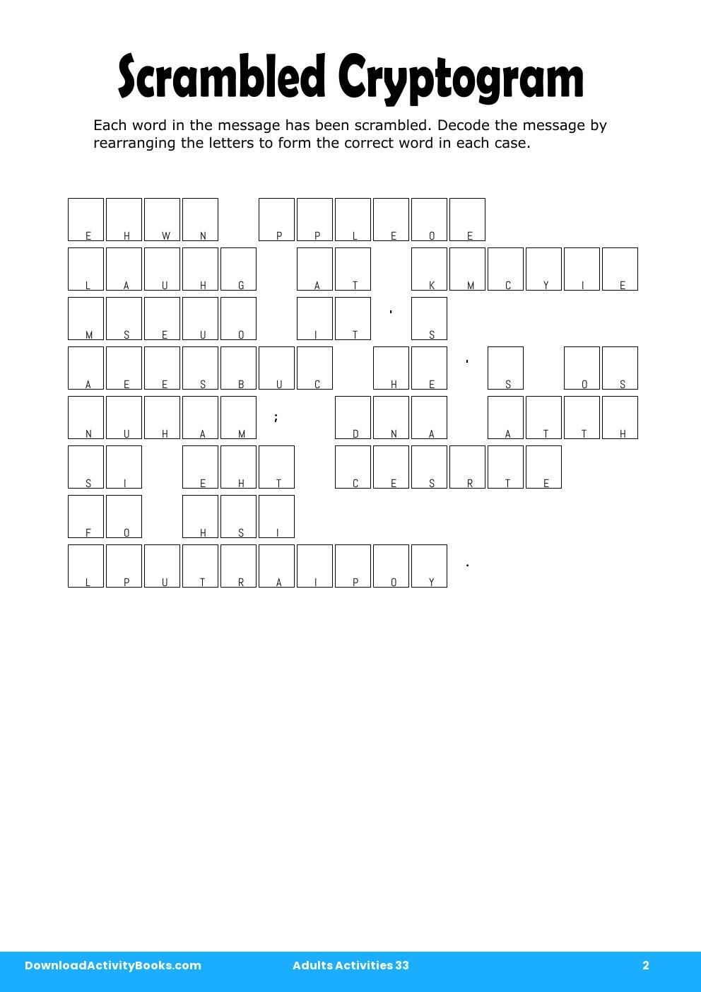 Scrambled Cryptogram in Adults Activities 33