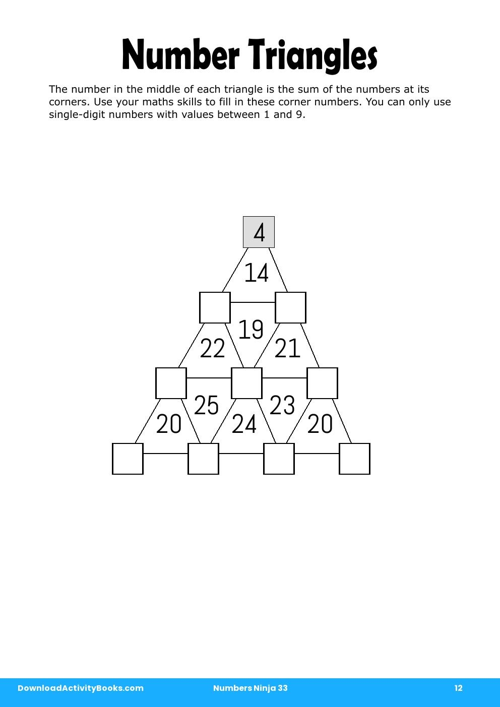 Number Triangles in Numbers Ninja 33