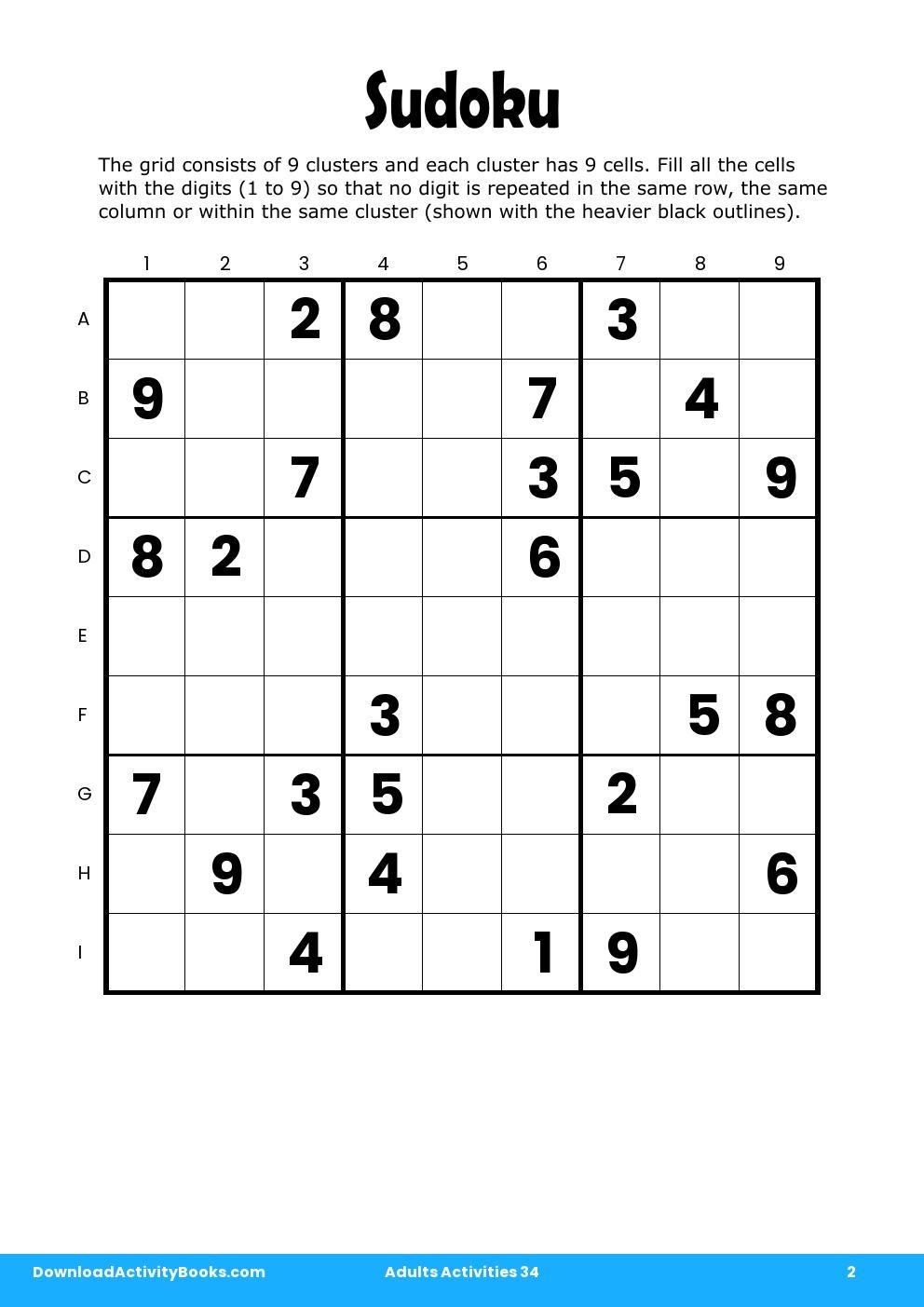 Sudoku in Adults Activities 34