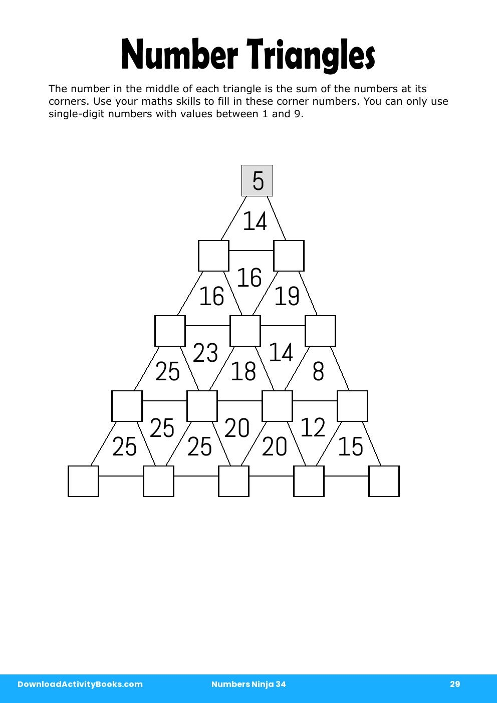 Number Triangles in Numbers Ninja 34
