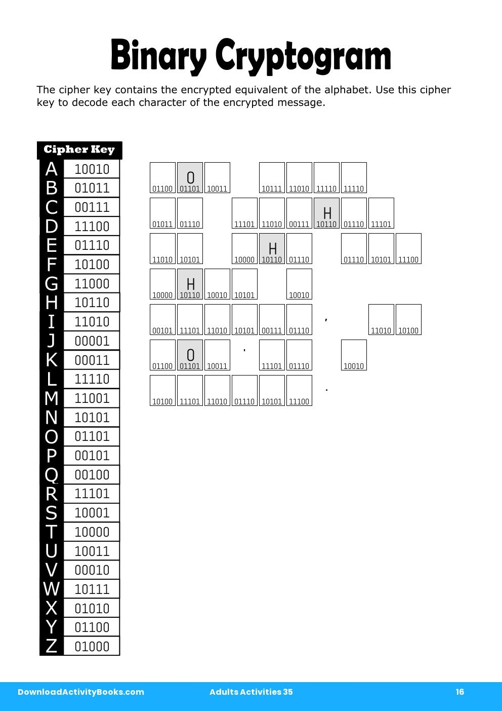 Binary Cryptogram in Adults Activities 35