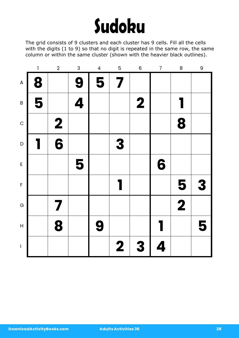Sudoku in Adults Activities 36
