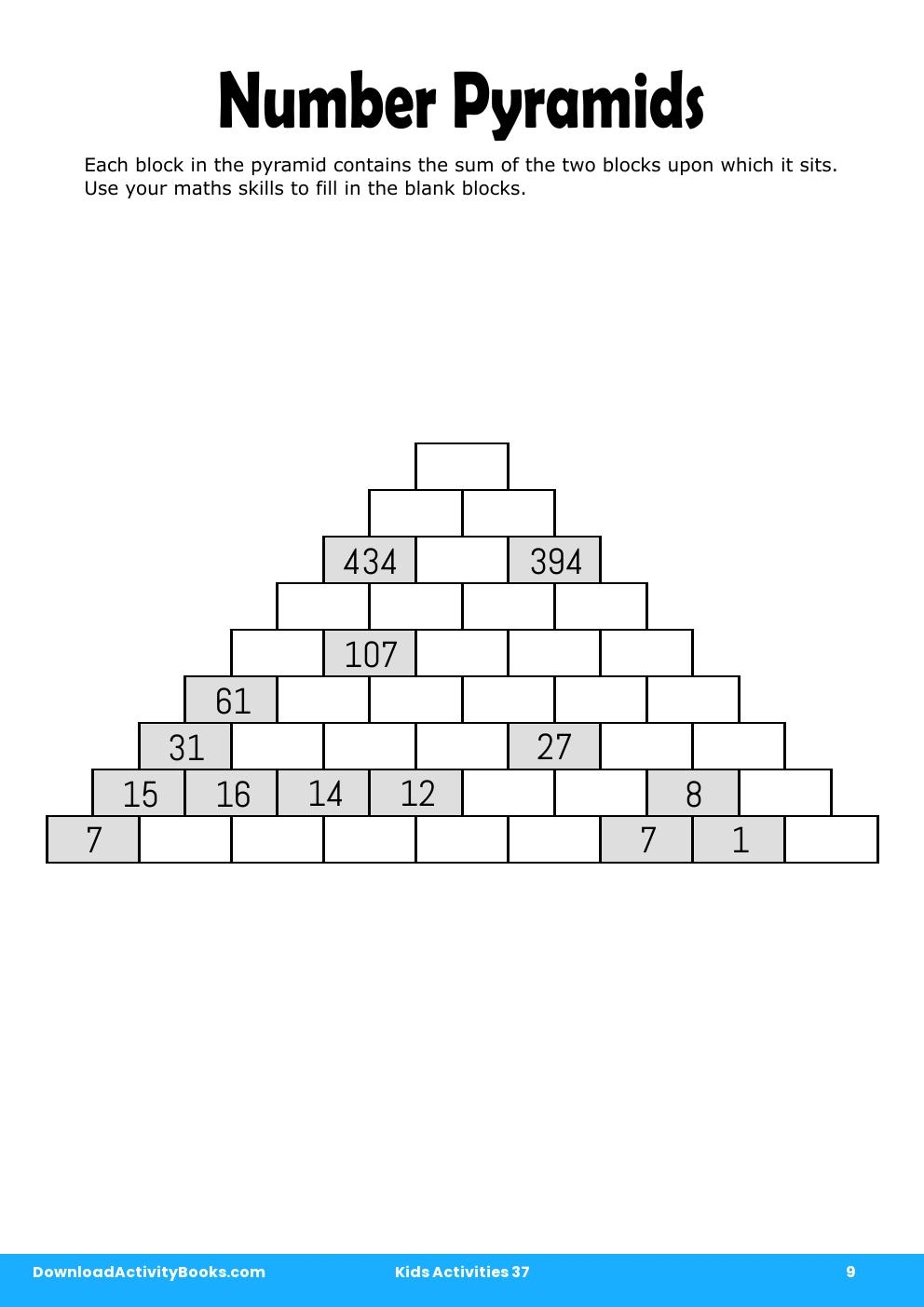 Number Pyramids in Kids Activities 37
