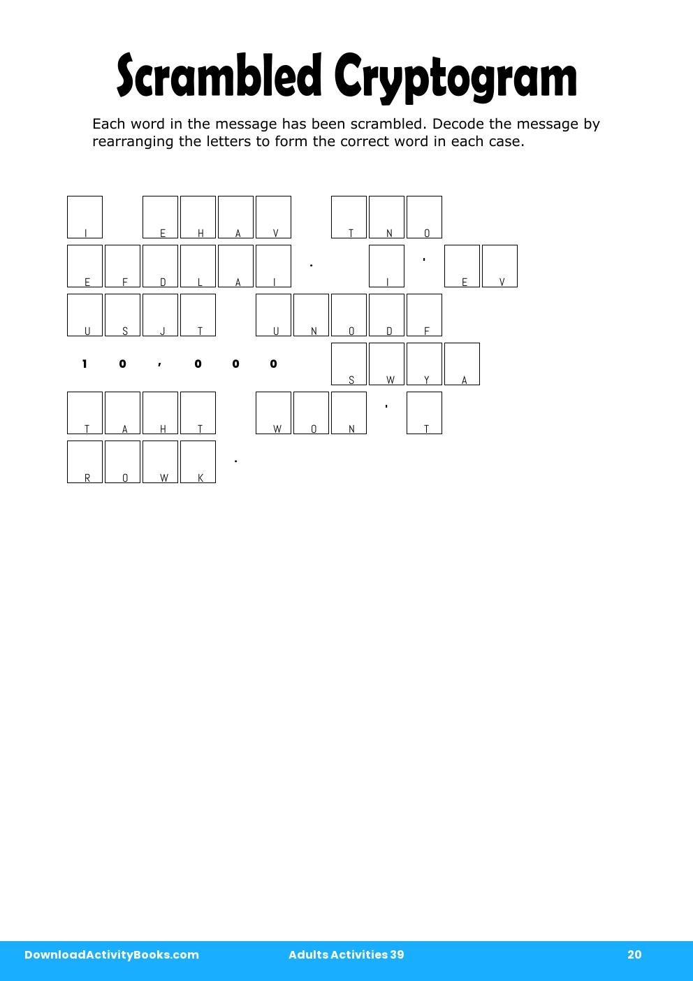 Scrambled Cryptogram in Adults Activities 39