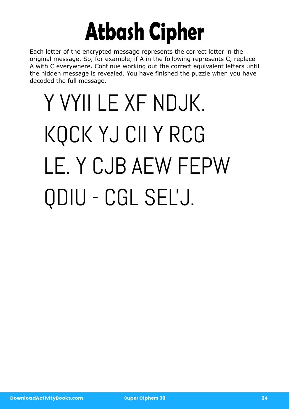 Atbash Cipher in Super Ciphers 39