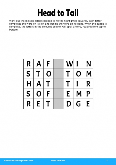 Head to Tail in Word Games 4