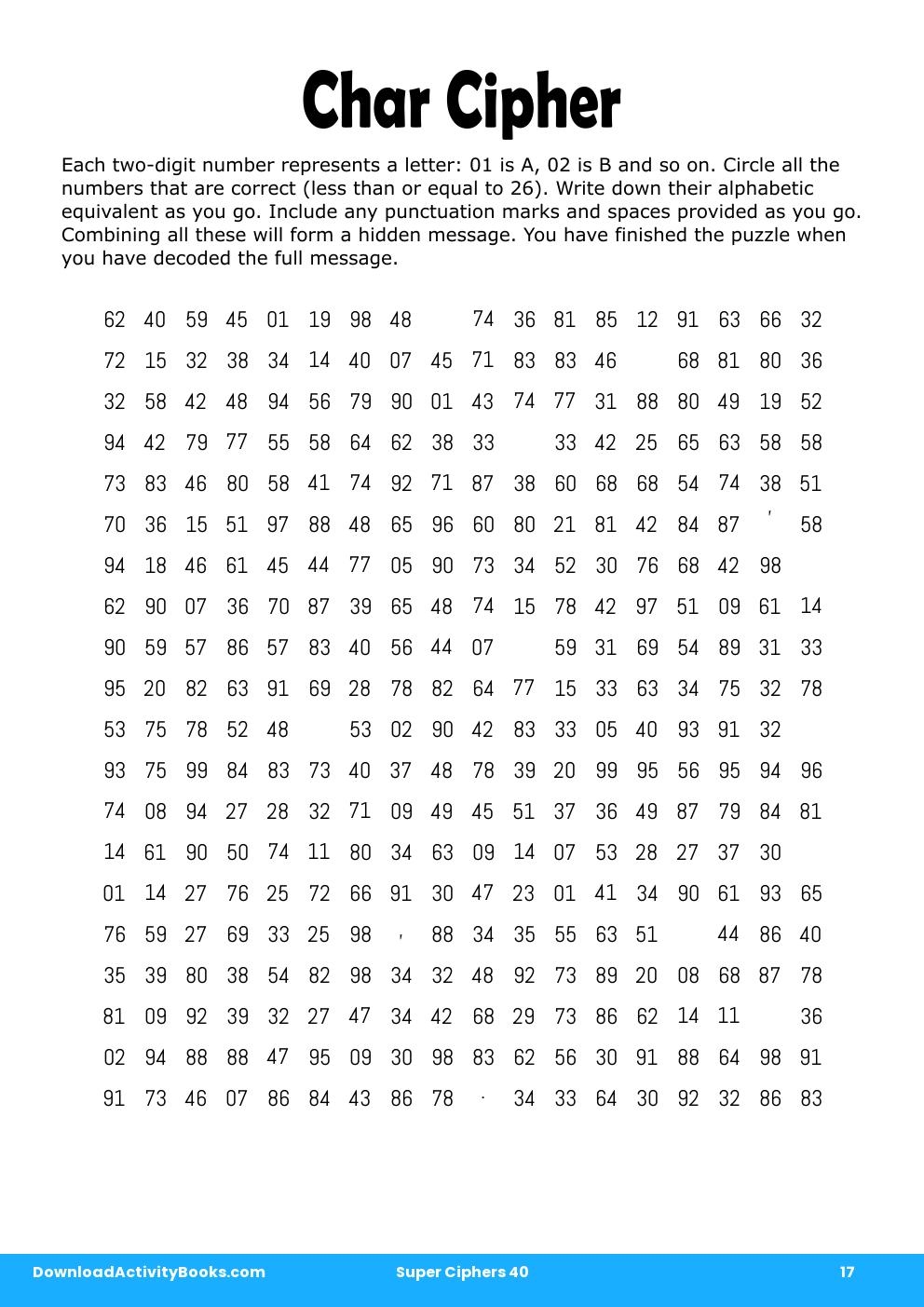 Char Cipher in Super Ciphers 40