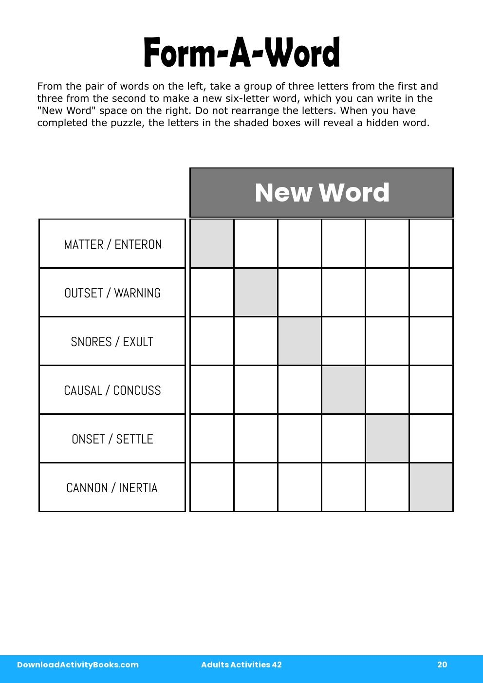 Form-A-Word in Adults Activities 42