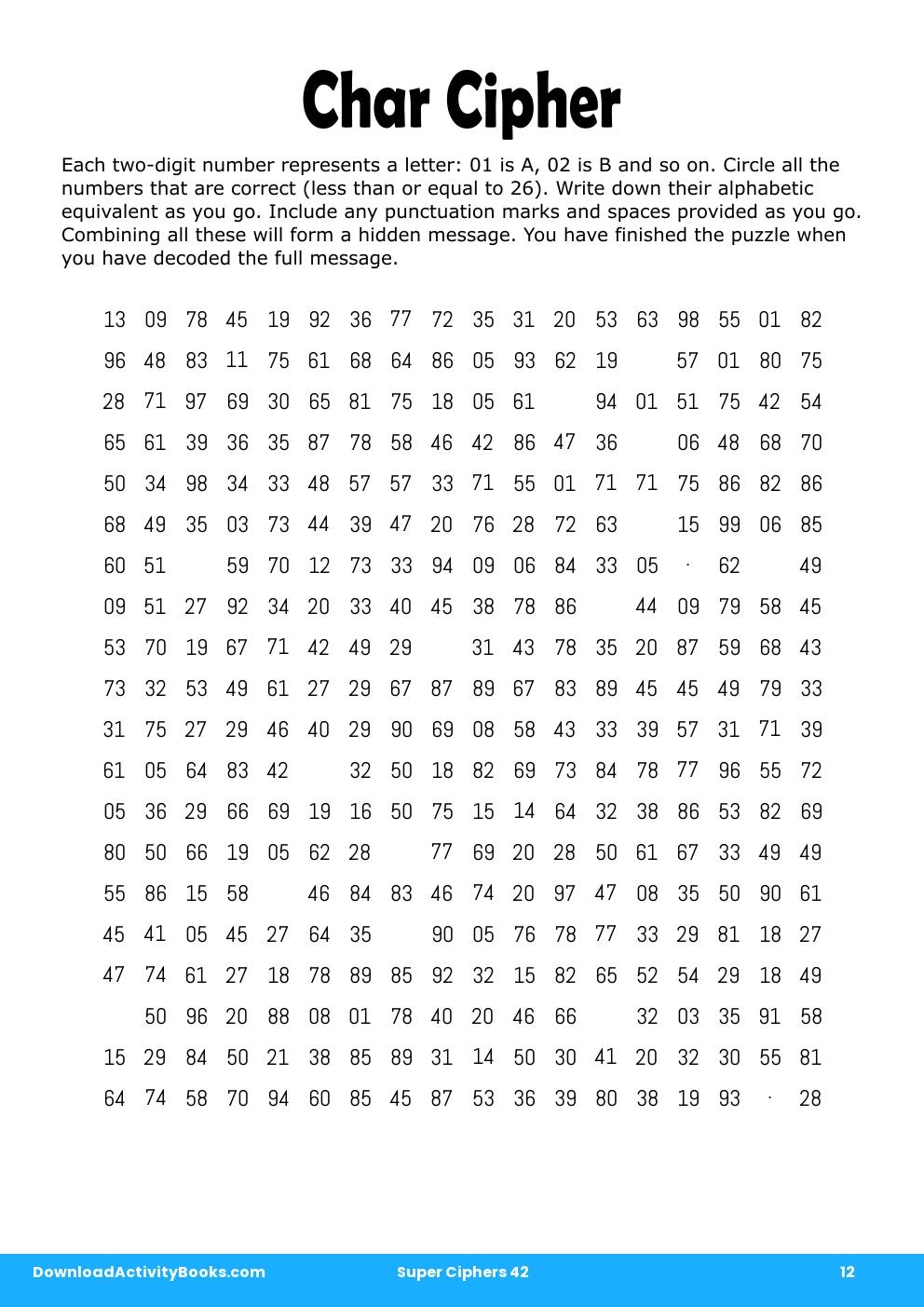 Char Cipher in Super Ciphers 42
