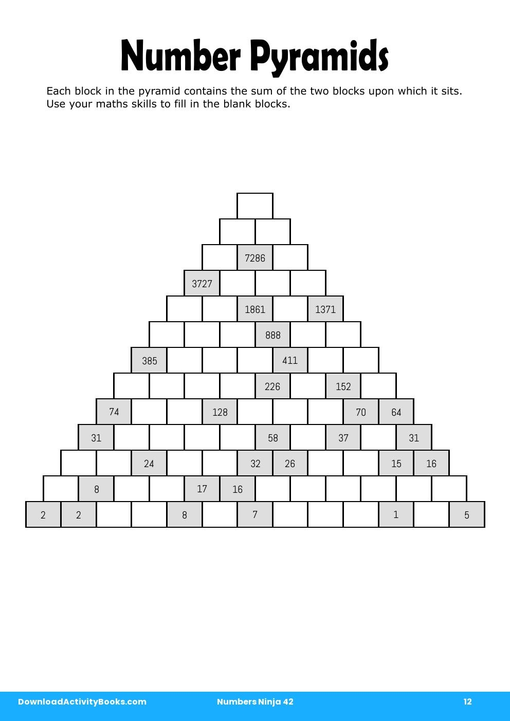 Number Pyramids in Numbers Ninja 42