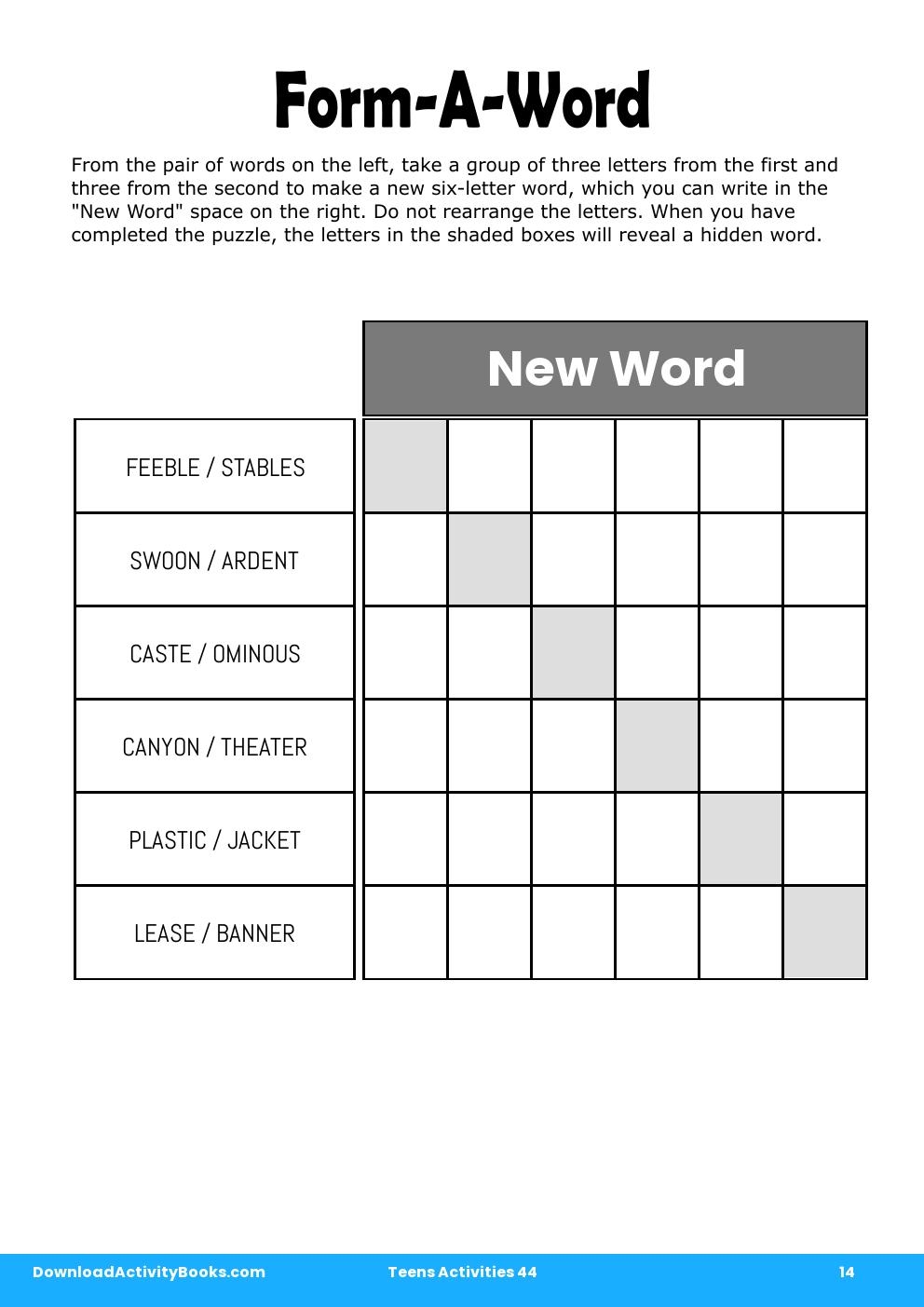 Form-A-Word in Teens Activities 44