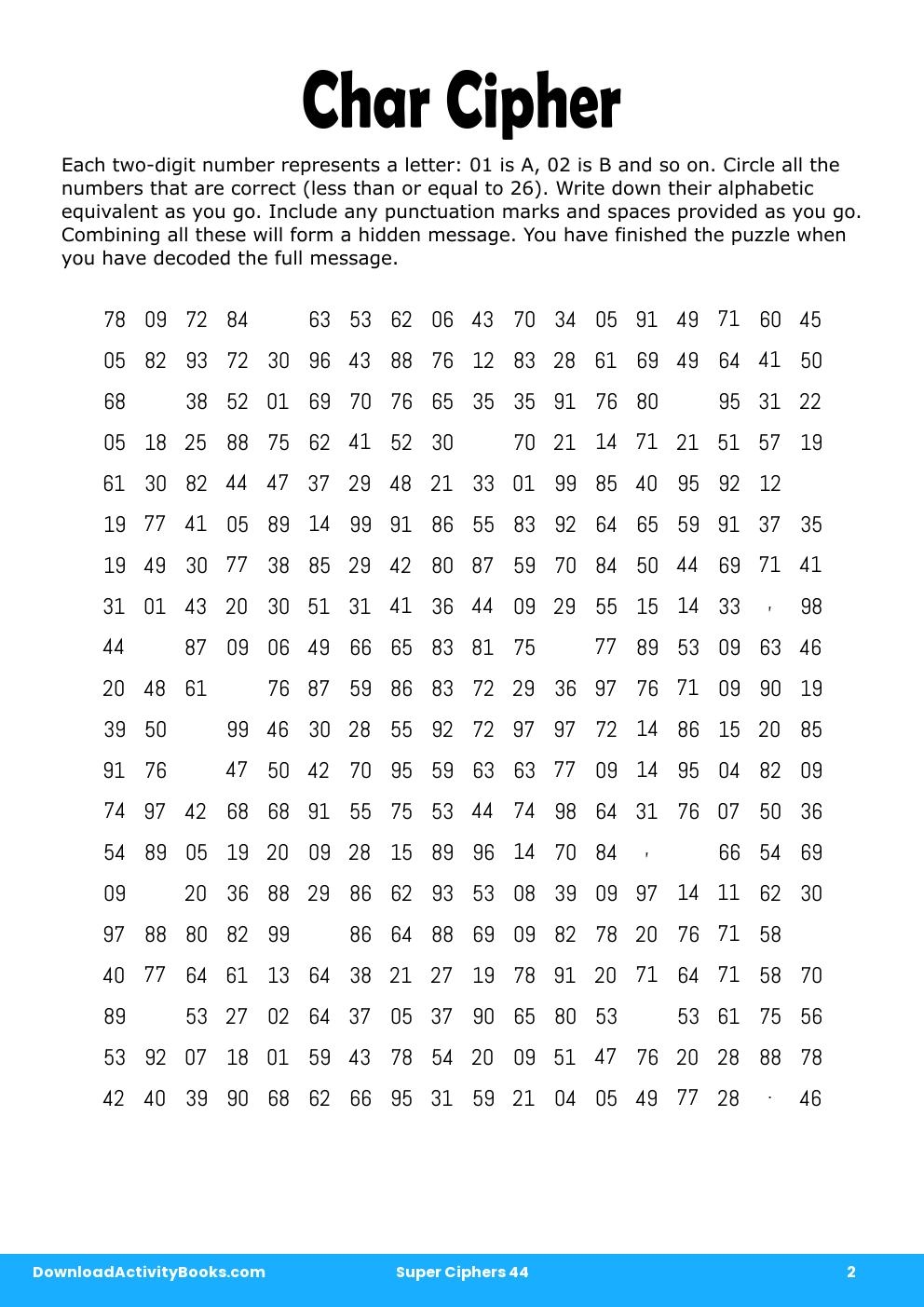 Char Cipher in Super Ciphers 44