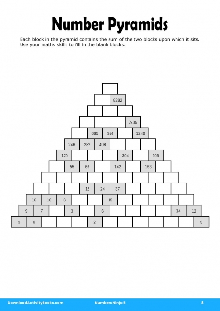 Number Pyramids in Numbers Ninja 5