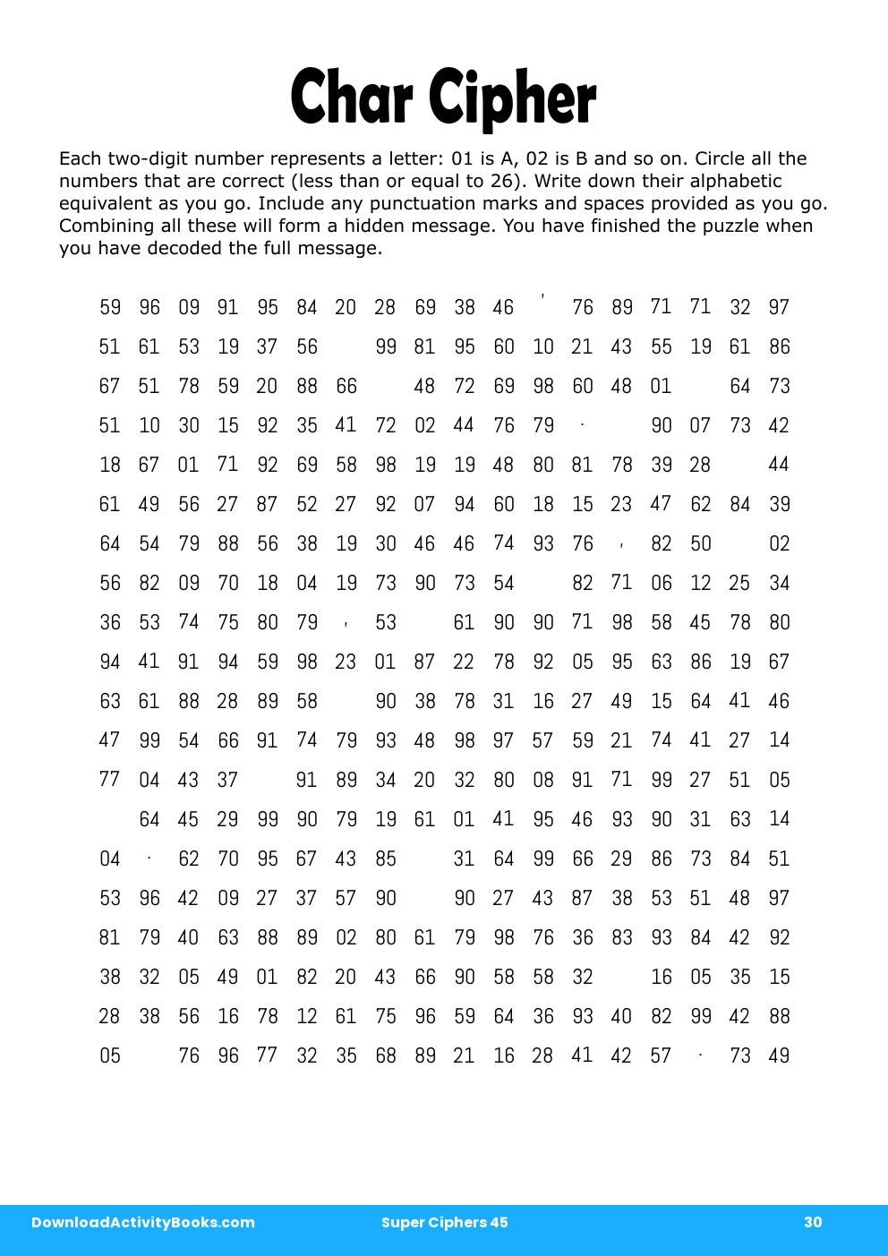 Char Cipher in Super Ciphers 45