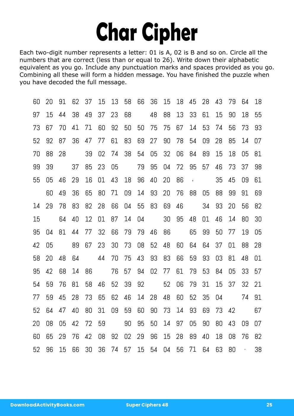 Char Cipher in Super Ciphers 48