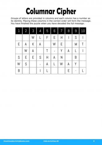 Columnar Cipher #8 in Kids Activities 49