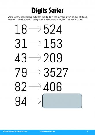 Digits Series in Numbers Ninja 49