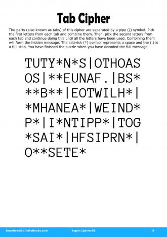 Tab Cipher #16 in Super Ciphers 52