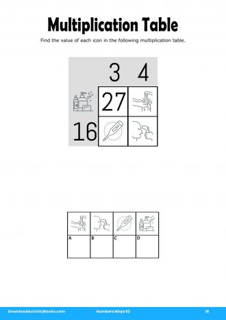 Multiplication Table #16 in Numbers Ninja 52