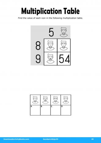 Multiplication Table #20 in Numbers Ninja 53