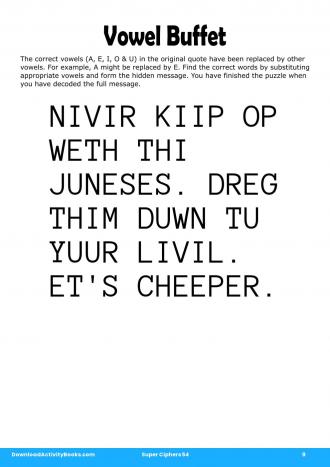 Vowel Buffet #9 in Super Ciphers 54