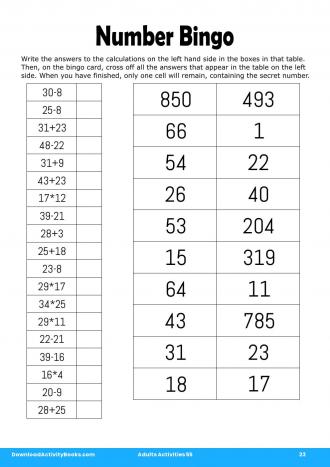 Number Bingo in Adults Activities 55