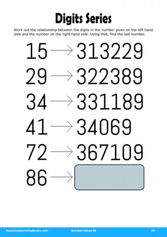 Digits Series in Numbers Ninja 56