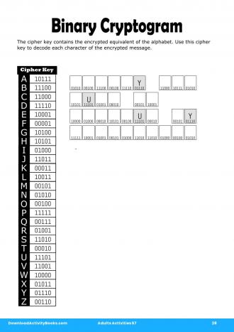Binary Cryptogram #28 in Adults Activities 57