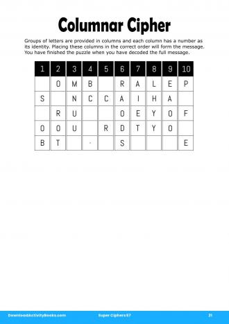 Columnar Cipher #21 in Super Ciphers 57
