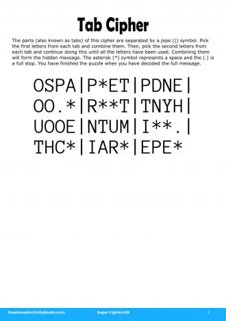 Tab Cipher #1 in Super Ciphers 59
