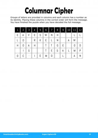 Columnar Cipher #21 in Super Ciphers 59