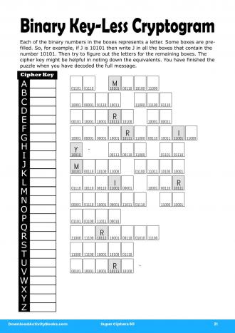 Binary Key-Less Cryptogram #21 in Super Ciphers 60