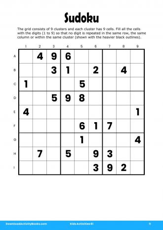 Sudoku #11 in Kids Activities 61
