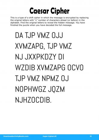 Caesar Cipher in Super Ciphers 61