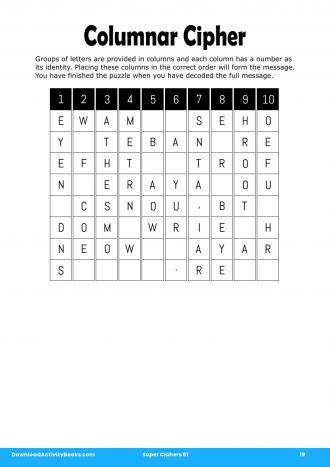 Columnar Cipher #19 in Super Ciphers 61