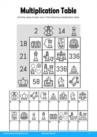 Multiplication Table #3 in Numbers Ninja 61