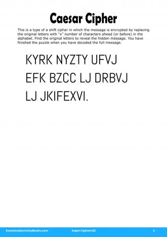 Caesar Cipher in Super Ciphers 62