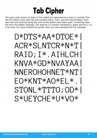 Tab Cipher #22 in Super Ciphers 62