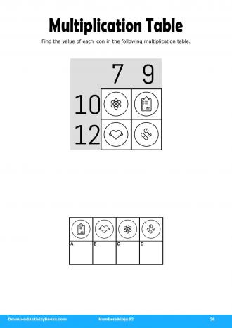 Multiplication Table #26 in Numbers Ninja 62
