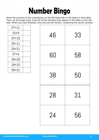 Number Bingo #12 in Kids Activities 63
